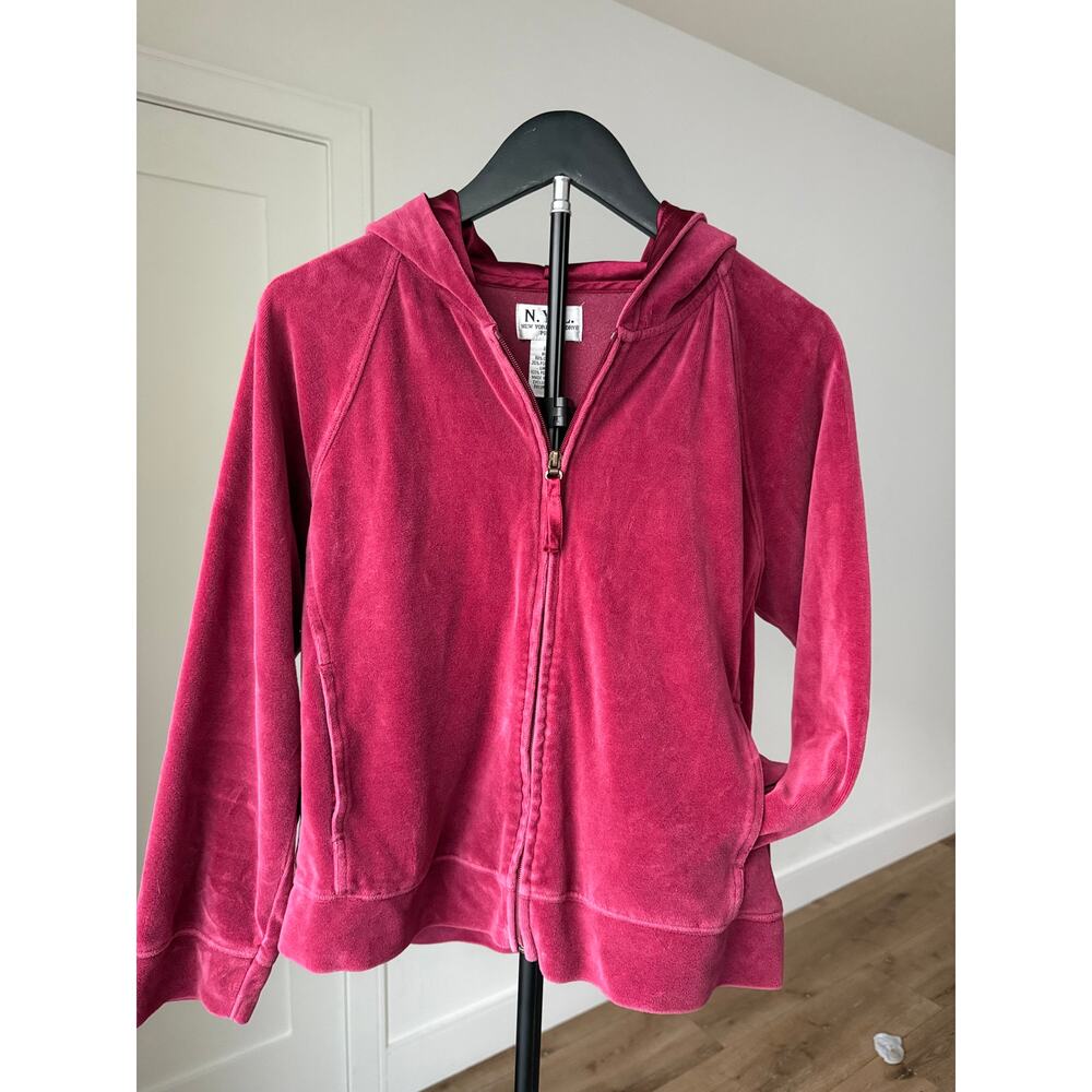 Y2K N.Y.L. New York Laundry Pink Velour Zip Up Hoodie Petite - Picture 2 of 7